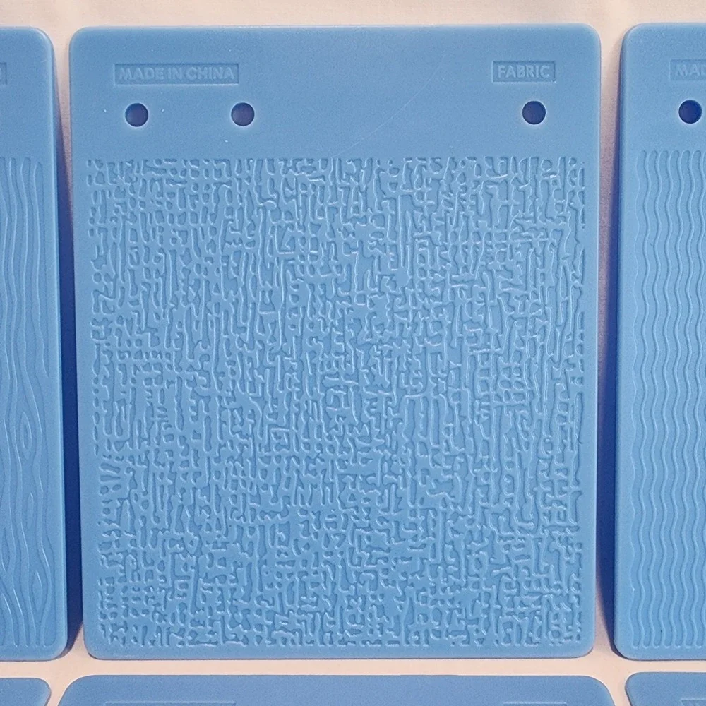 Set 6 Double Sided Fiskars Texture Plates Blue Plastic Embossing Rubbing Tools